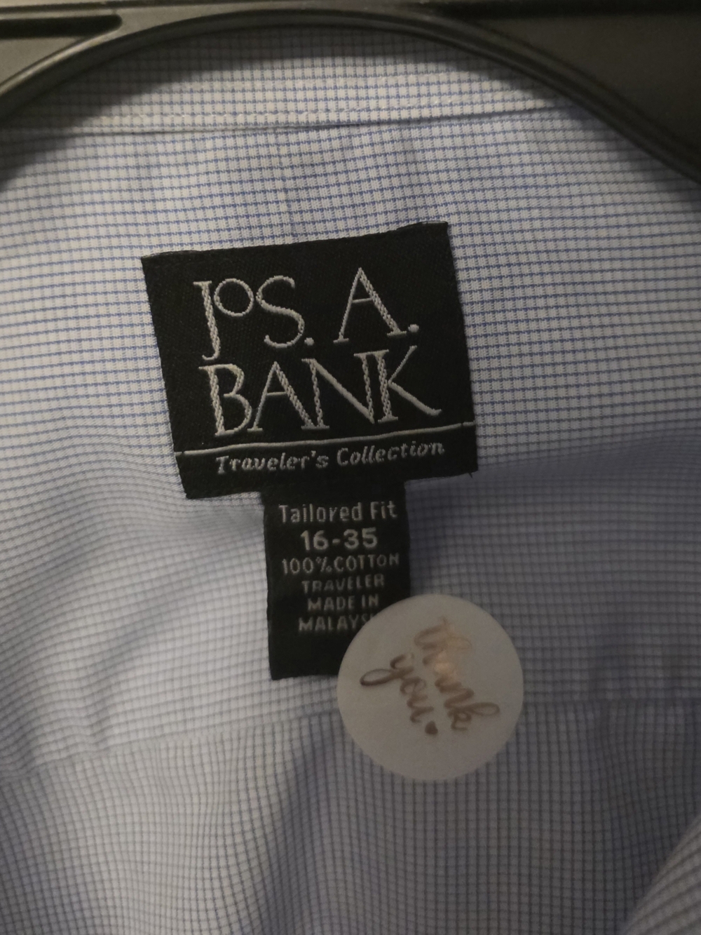Jos. A. Bank Blue Micro-Check Tailored Dress Shirt